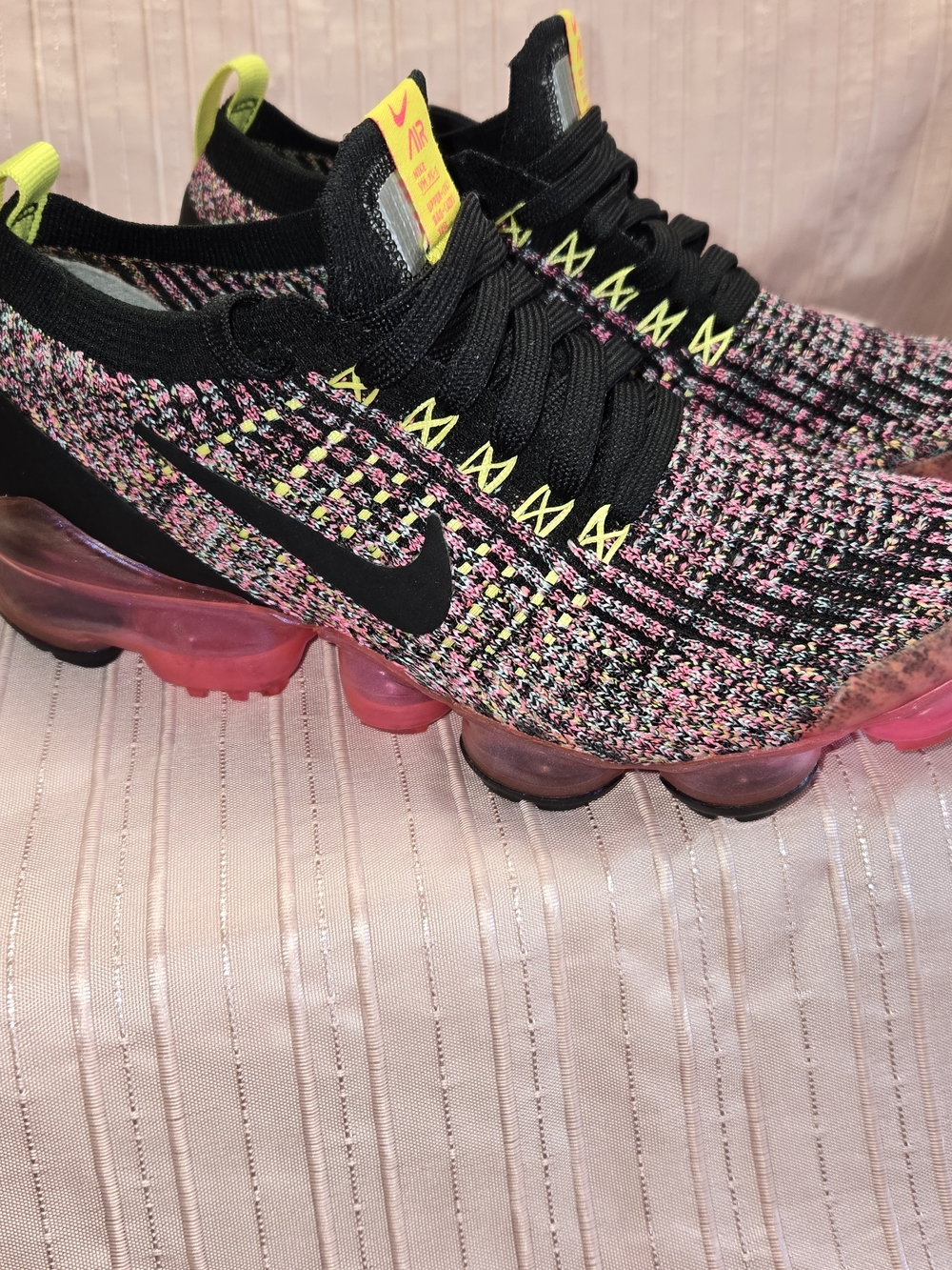 Nike Women's Pink Flyknit VaporMax Running Shoes